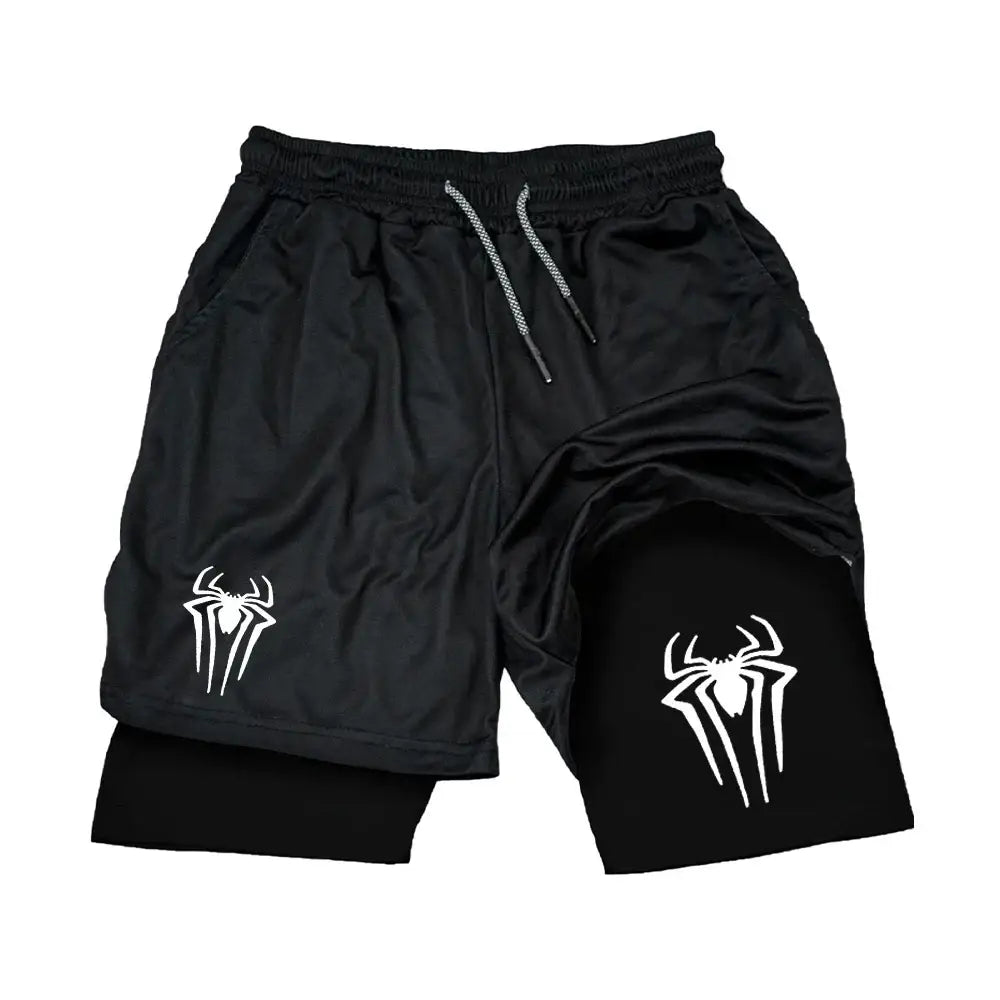 R&z - Shorts Men Spider Printed GYM Casual - black / L
