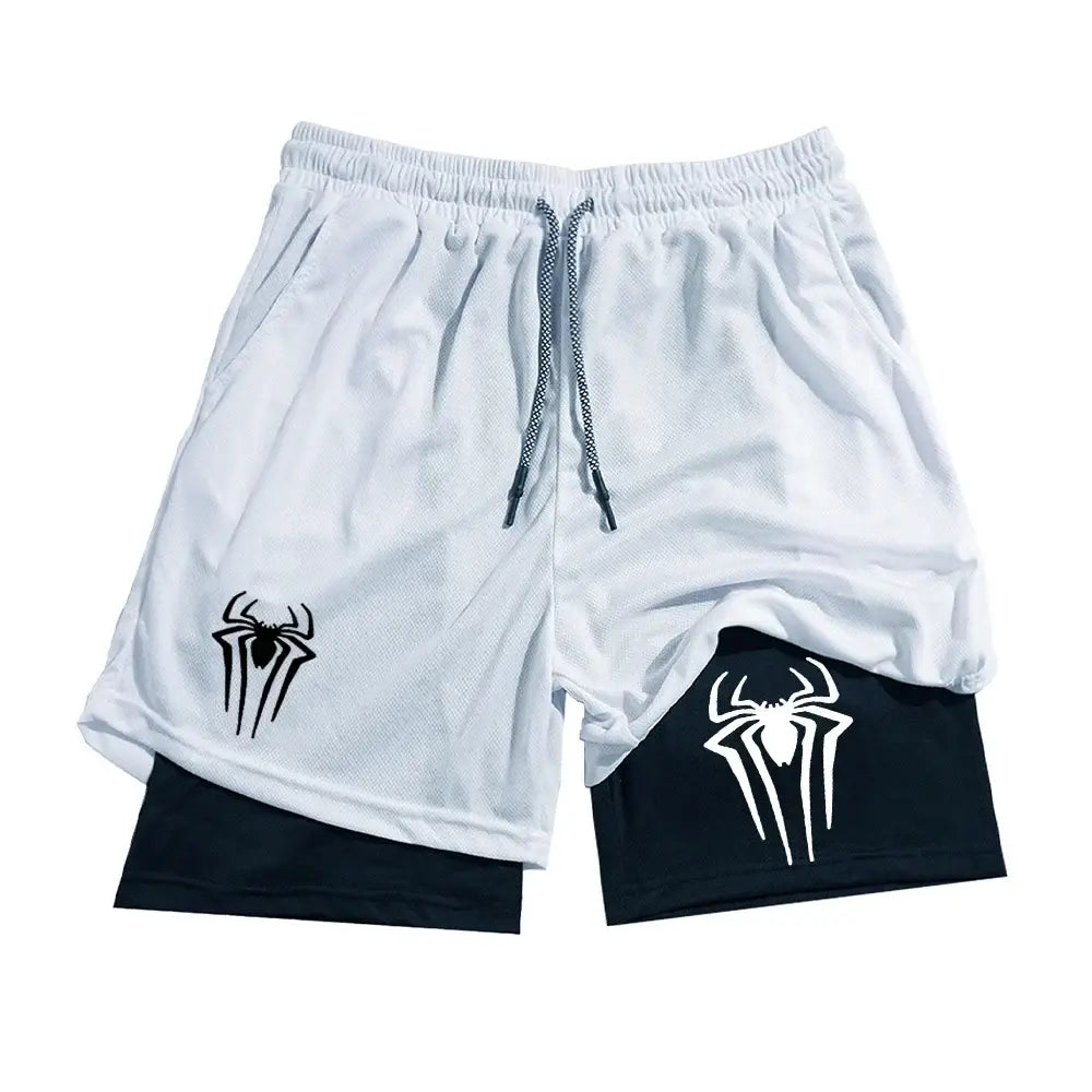 R&z - Shorts Men Spider Printed GYM Casual - WHITE / XXXL