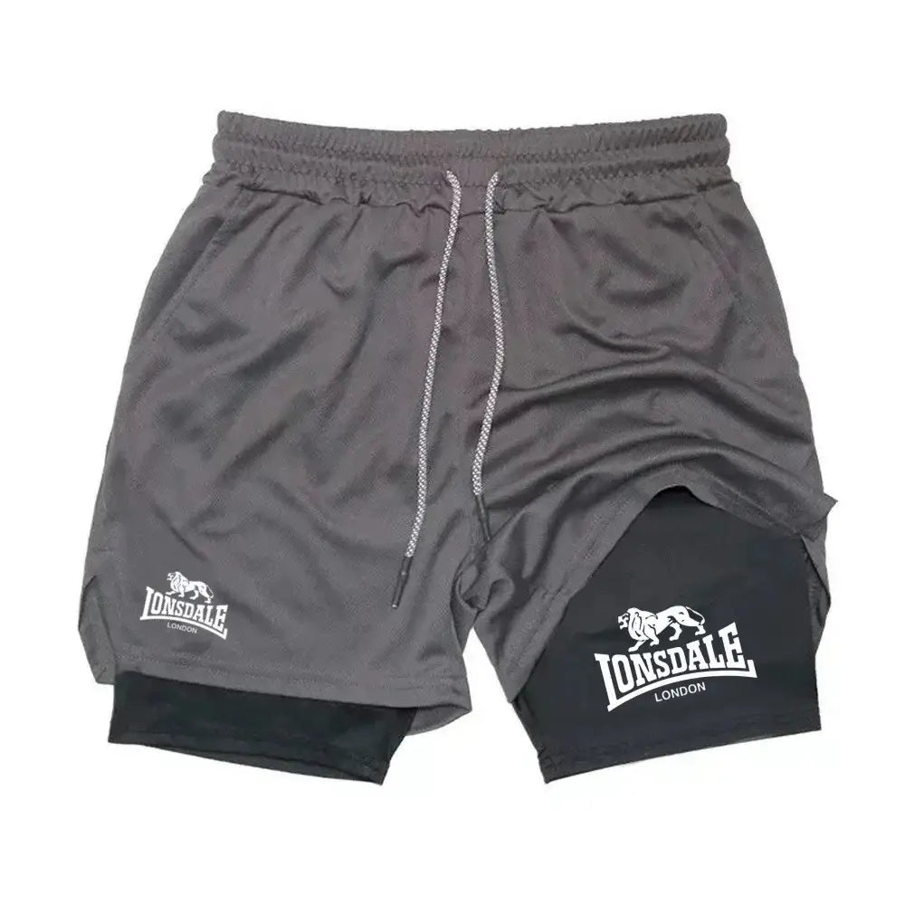 R&z - Shorts with Phone Pocket Towel Loop Summer Sport Athletic Activewear - grey-1 / XXL