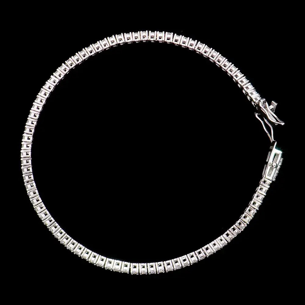 R&Z - Silver 3mm 4mm D Color Moissanite Tennis Bracelet Full Diamond
