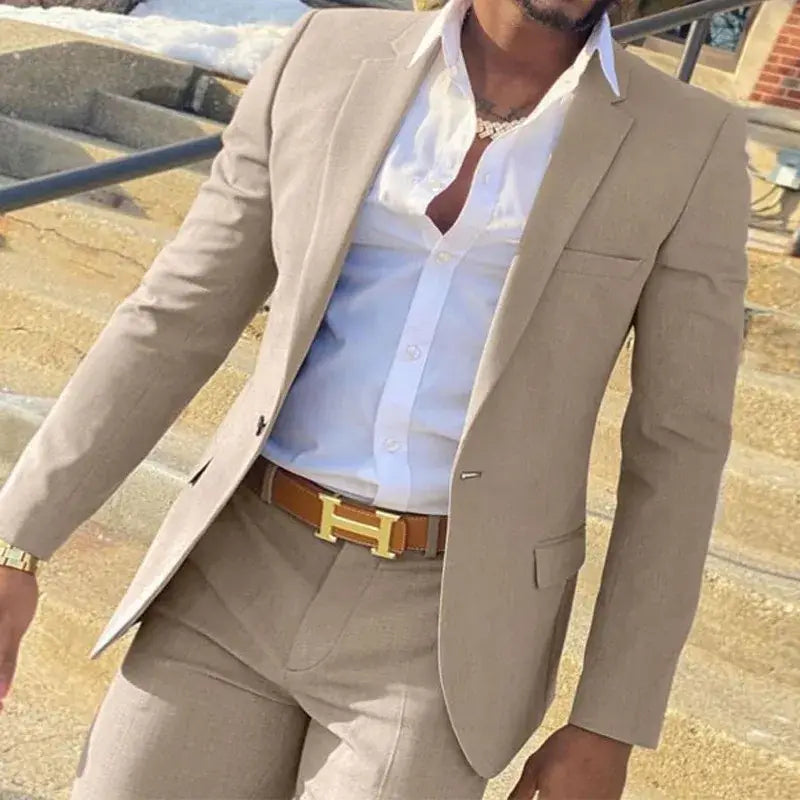 R&z - Slim Fit Wedding Groom Tuxedo Groomsmen Suits Male Fashion Smoking Costume Homme Blazer with Pants