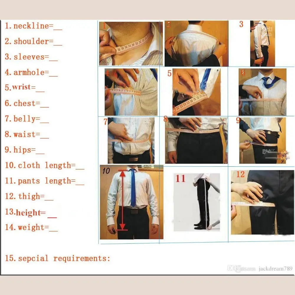 R&z - Slim Fit Wedding Groom Tuxedo Groomsmen Suits Male Fashion Smoking Costume Homme Blazer with Pants