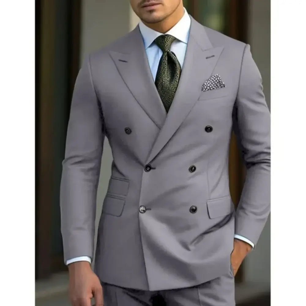 R&z - slim jackets men’s suit with peak lapel for wedding Summer beach - GRAY / XL - Executive Business Wear