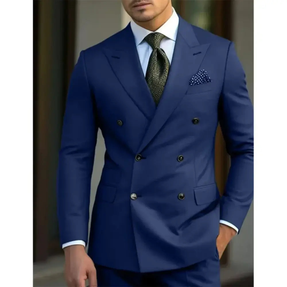 R&z - slim jackets men’s suit with peak lapel for wedding Summer beach - Blue / XXS - Executive Business Wear