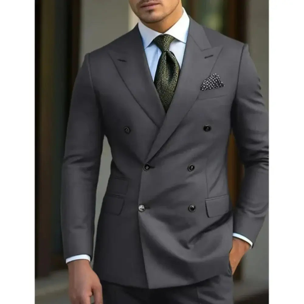 R&z - slim jackets men’s suit with peak lapel for wedding Summer beach - Dark Grey / XXS - Executive Business Wear
