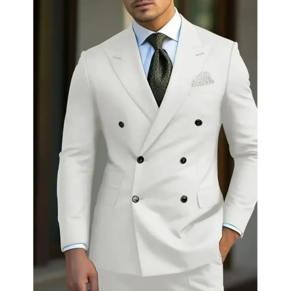 R&z - slim jackets men’s suit with peak lapel for wedding Summer beach - WHITE / XXL - Executive Business Wear