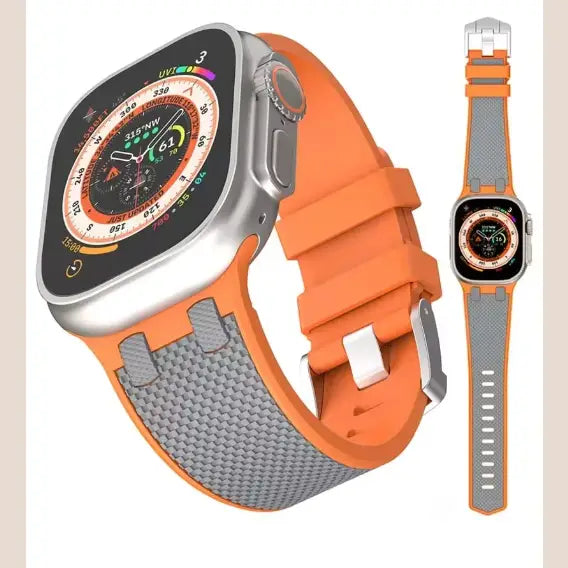 R&Z - Sport Silicone Watch Band - Orange Gray / 42-49 mm