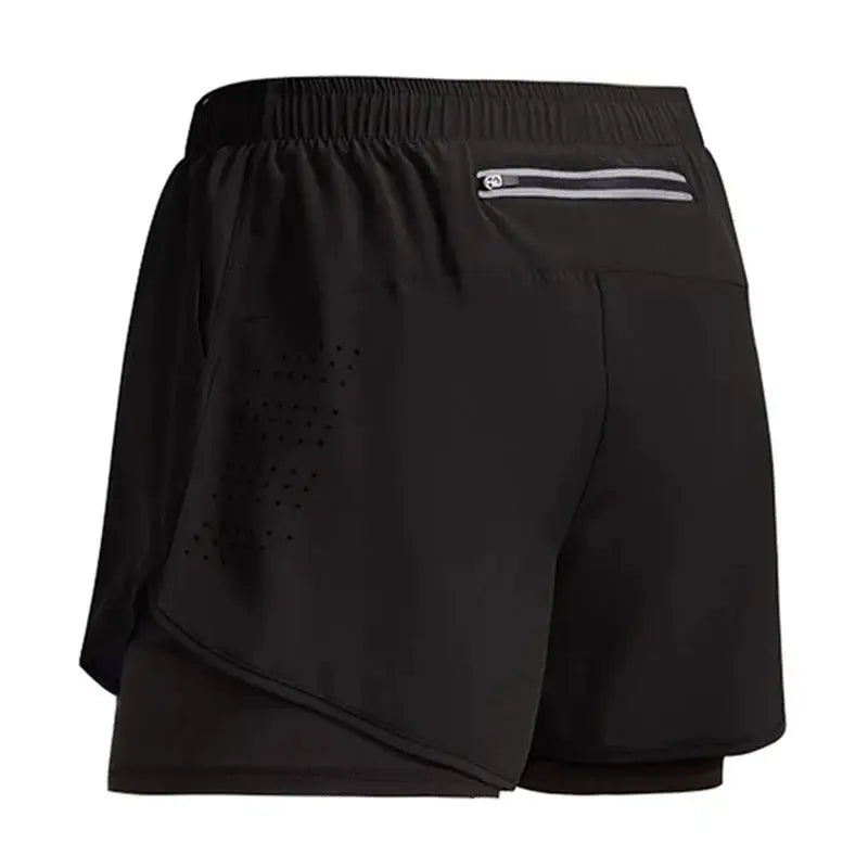R&z - Sportswear 2 In 1 Short Summer Gym Running Shorts - Black / XL