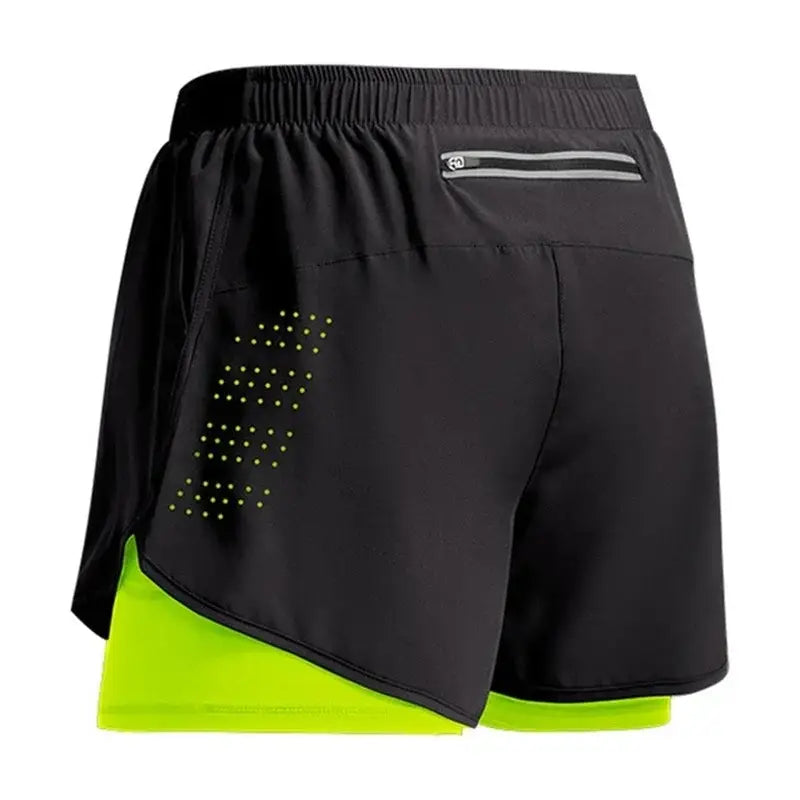 R&z - Sportswear 2 In 1 Short Summer Gym Running Shorts - Fluorescent green / XXXL