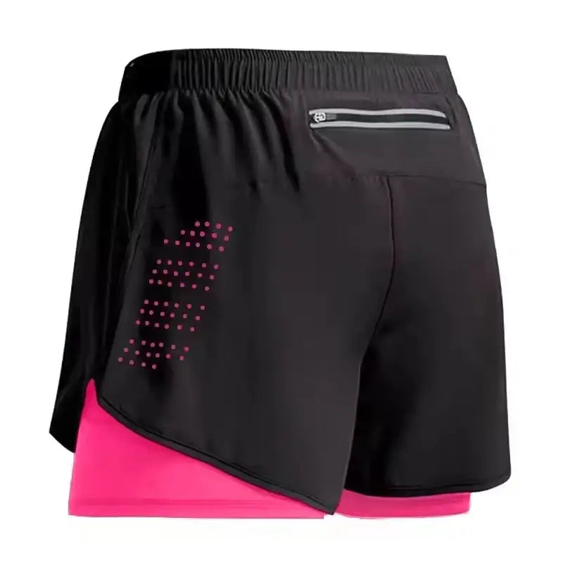 R&z - Sportswear 2 In 1 Short Summer Gym Running Shorts - pink / XXL