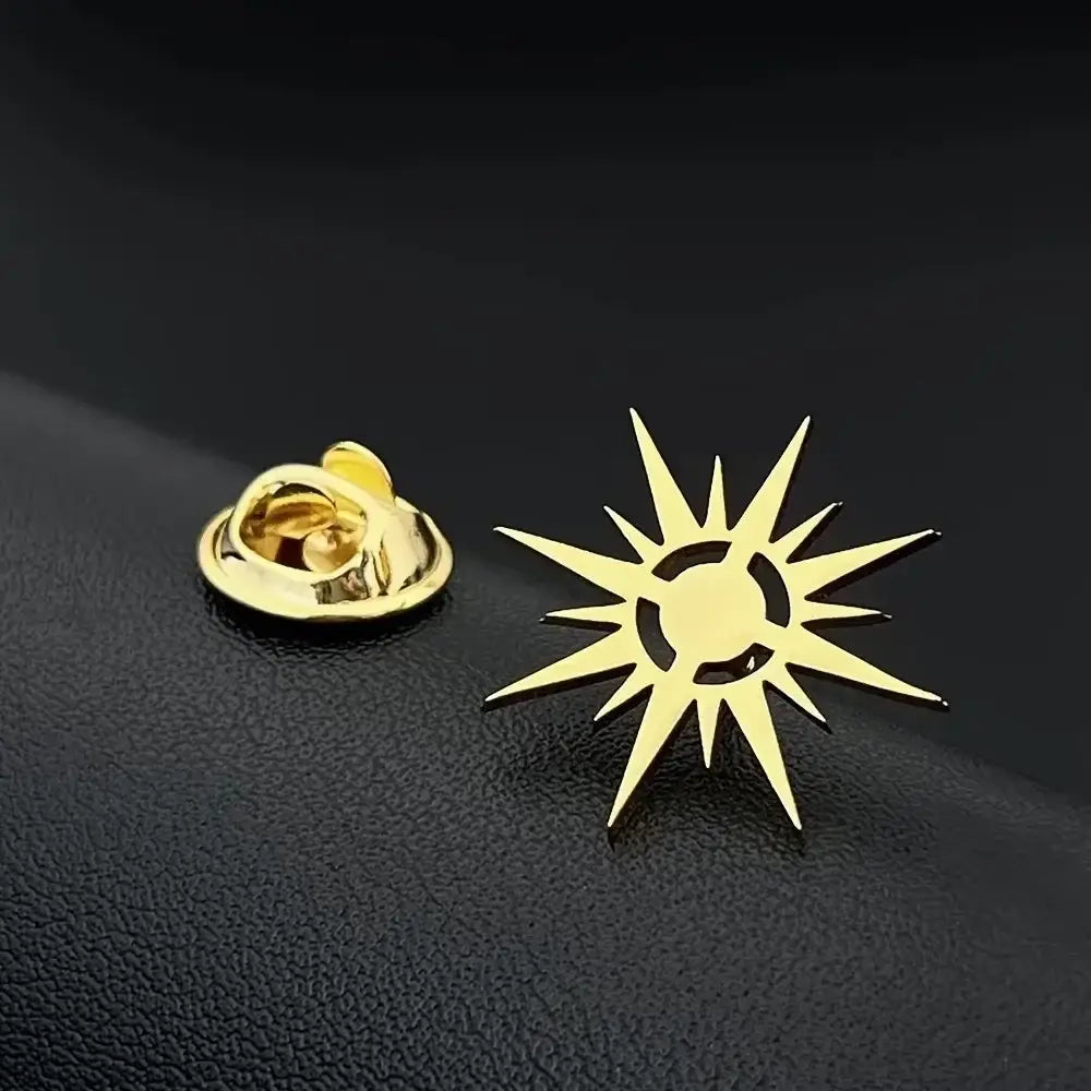 R&z - Stainless Steel Brooch Pin Classics Sun Shape Business Brooches Suit Coat - Accessories
