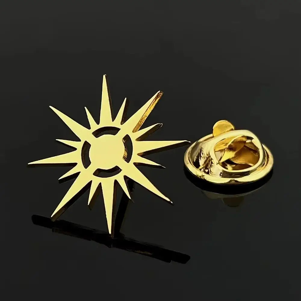 R&z - Stainless Steel Brooch Pin Classics Sun Shape Business Brooches Suit Coat - Accessories