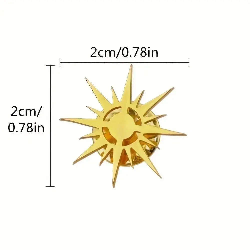 R&z - Stainless Steel Brooch Pin Classics Sun Shape Business Brooches Suit Coat - Accessories