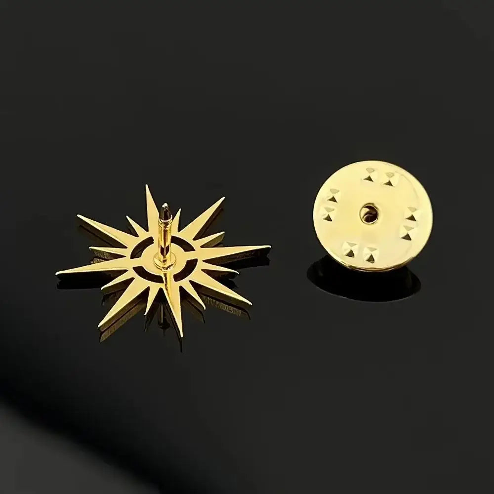 R&z - Stainless Steel Brooch Pin Classics Sun Shape Business Brooches Suit Coat - Accessories