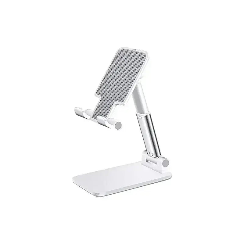 R&z white and silver adjustable iphone desktop tablet stand with textured grip universal tablet holder