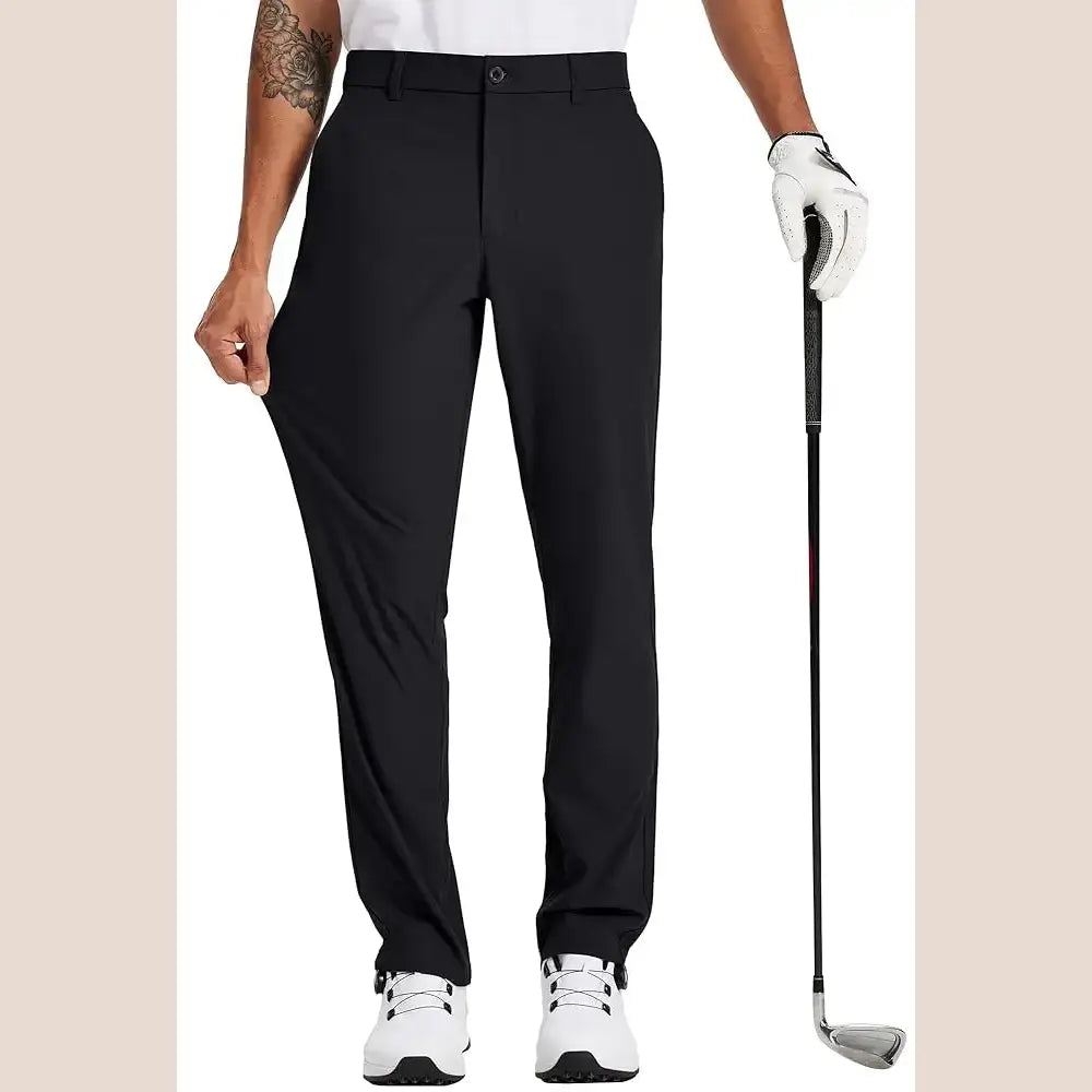 R&z - Stretch Work Dress Pants Slim Straight Lightweight Quality Business Trousers Casual Suit Pants - Black / L32