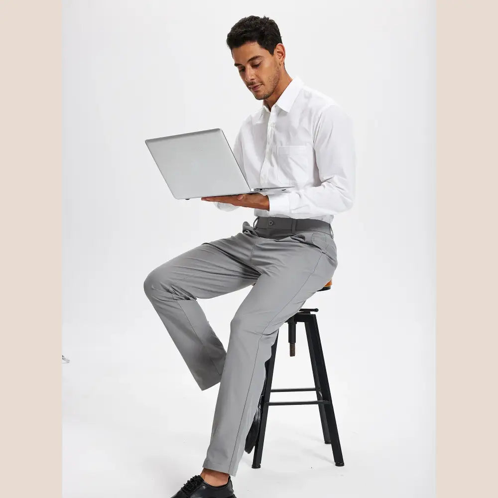 R&z - Stretch Work Dress Pants Slim Straight Lightweight Quality Business Trousers Casual Suit Pants - Men’s Pants