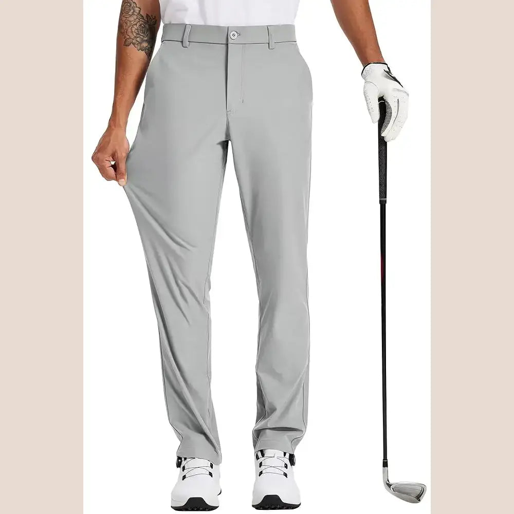 R&z - Stretch Work Dress Pants Slim Straight Lightweight Quality Business Trousers Casual Suit Pants - Lightgrey / L32