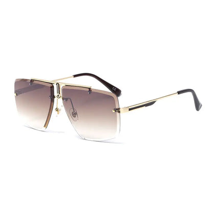 R&amp;Z - Stylish Men’s Sunglasses Frameless Square Design - Dark grey blue