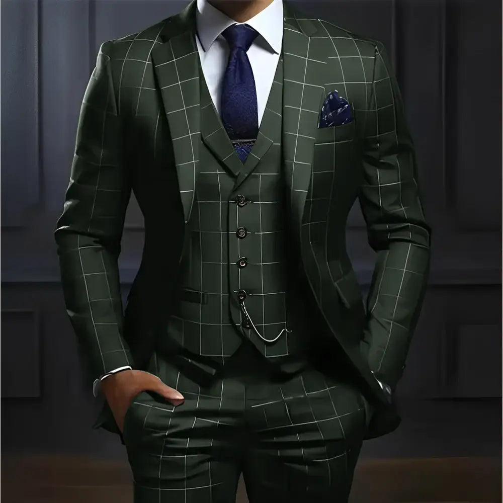 R&z - Suit Formal Business Work Clothes Party Groom Wedding Tuxedo Custom Color XS-5XL Suit Men - green / XS（old）
