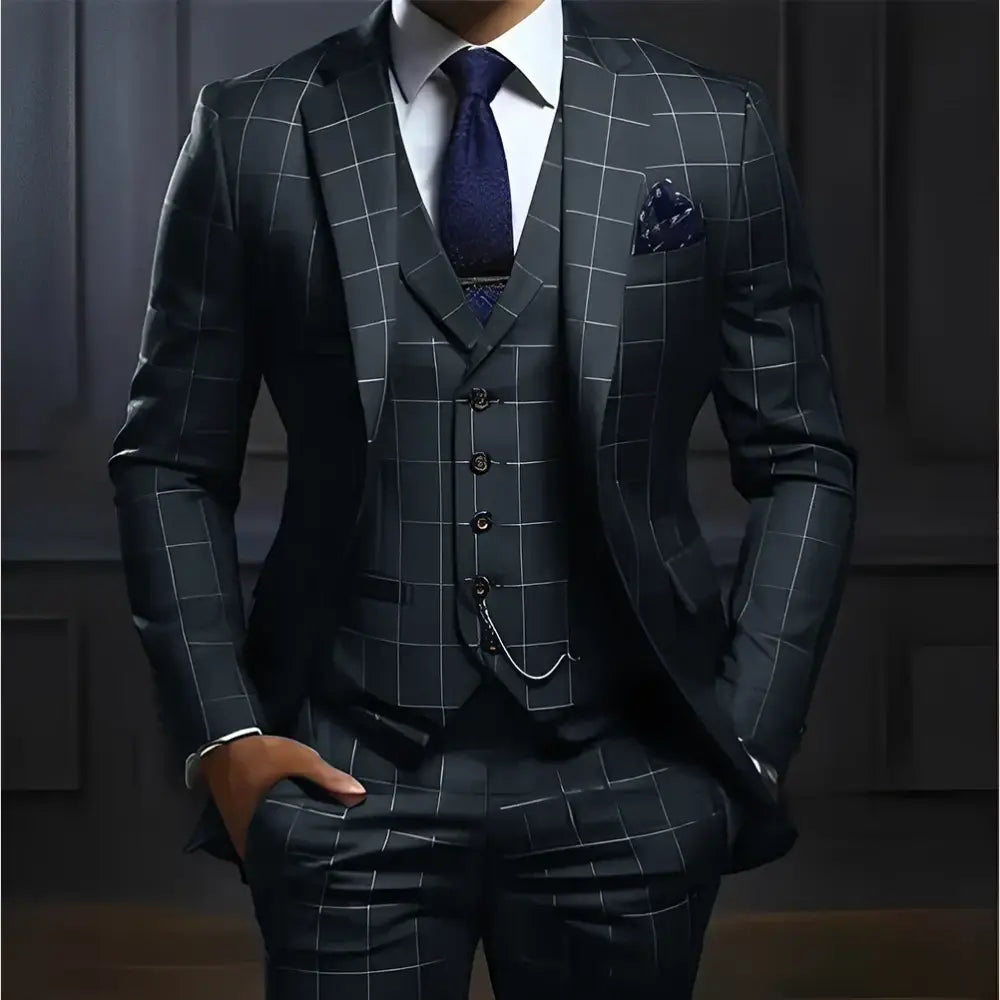 R&z - Suit Formal Business Work Clothes Party Groom Wedding Tuxedo Custom Color XS-5XL Suit Men - Navy Blue / custom