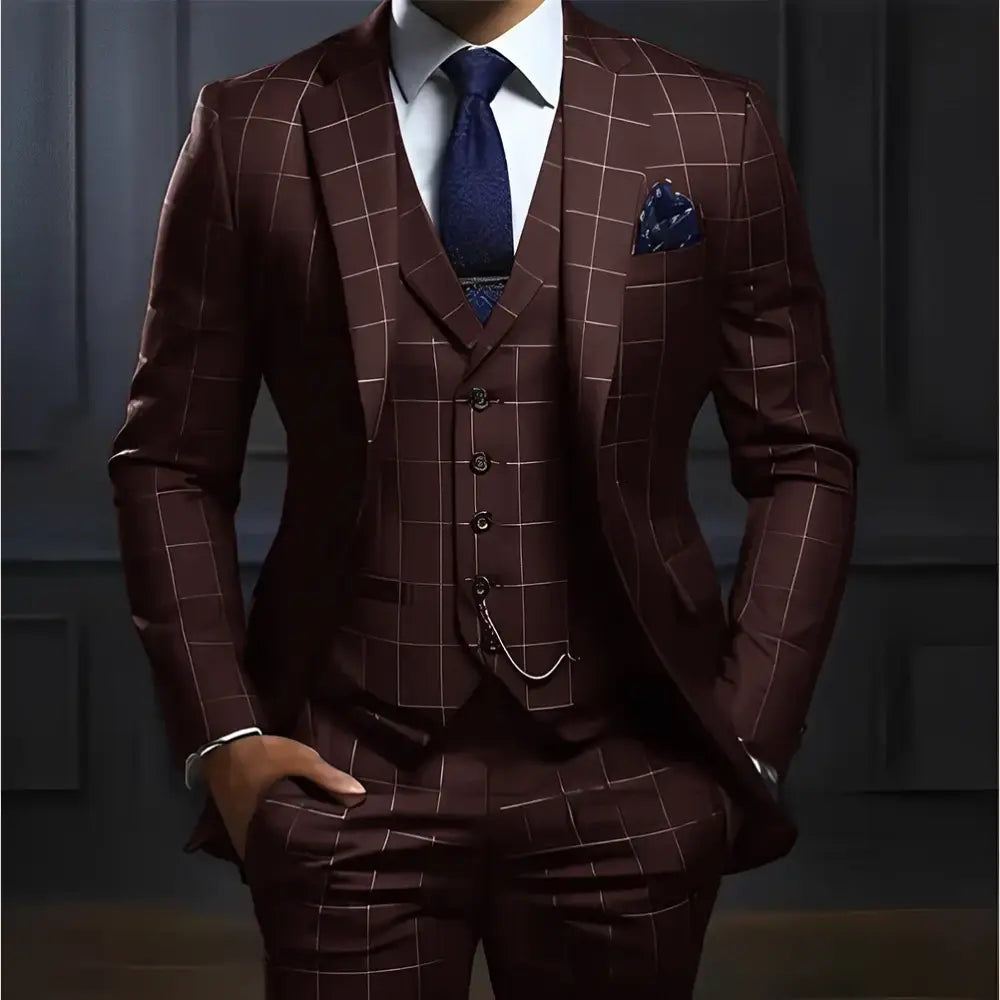 R&z - Suit Formal Business Work Clothes Party Groom Wedding Tuxedo Custom Color XS-5XL Suit Men - Burgundy / XXL