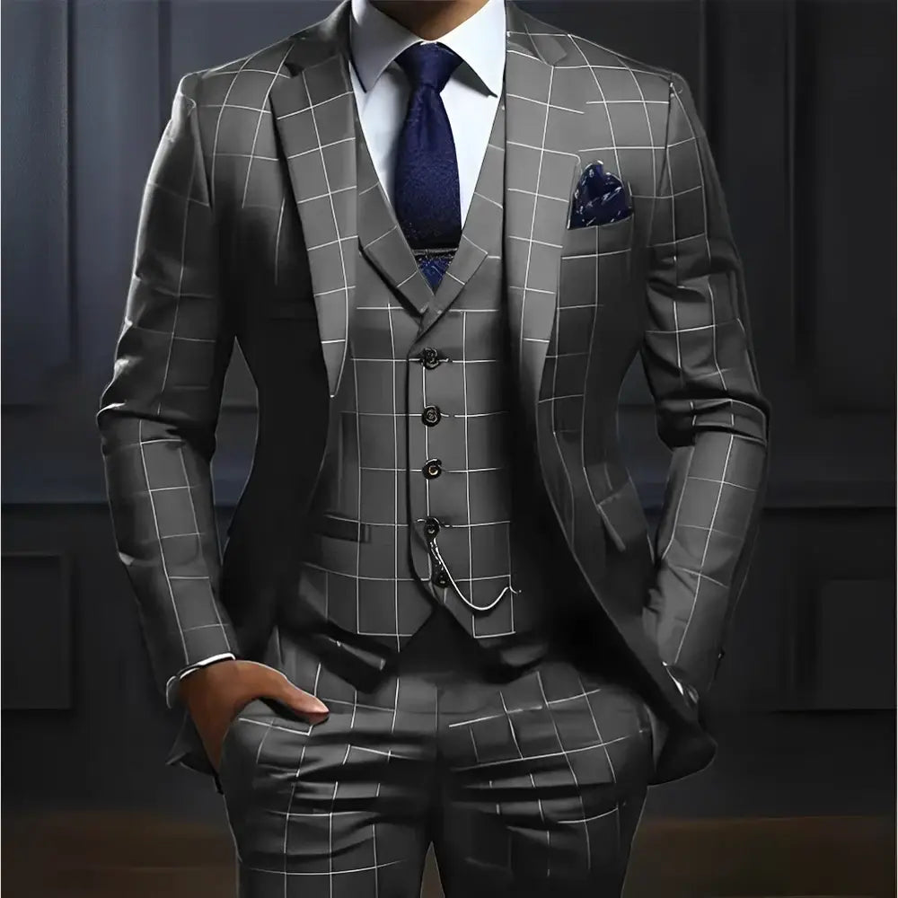 R&z - Suit Formal Business Work Clothes Party Groom Wedding Tuxedo Custom Color XS-5XL Suit Men - GRAY / 5XL