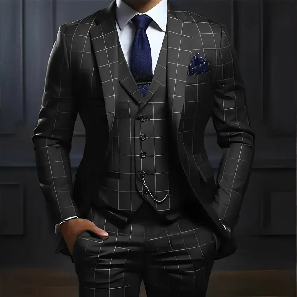 R&z - Suit Formal Business Work Clothes Party Groom Wedding Tuxedo Custom Color XS-5XL Suit Men - black / XL