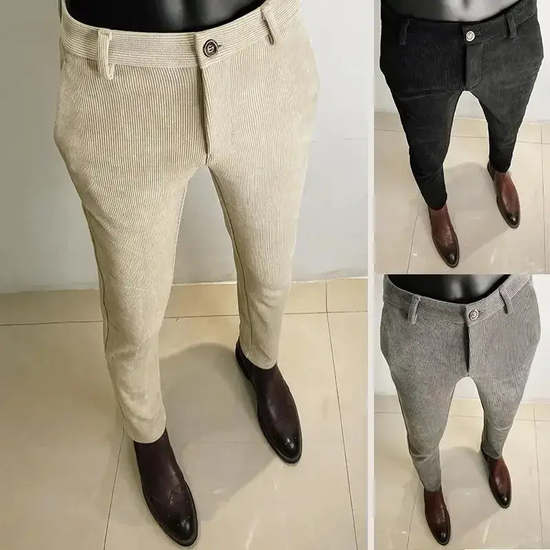 R&z - Suit Pant High Quality Men Business Slim Striped Trousers Formal Wear Office Social Dress Pants - Men’s Pants