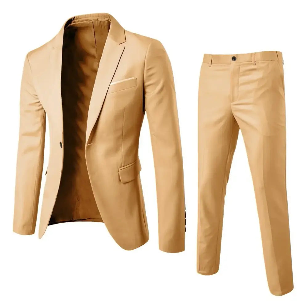 R&z - Suit Set Business Formal Two-piece Set Slim Fit Small Suit Jacket Western Pants Wedding Dress Groomsman Suit