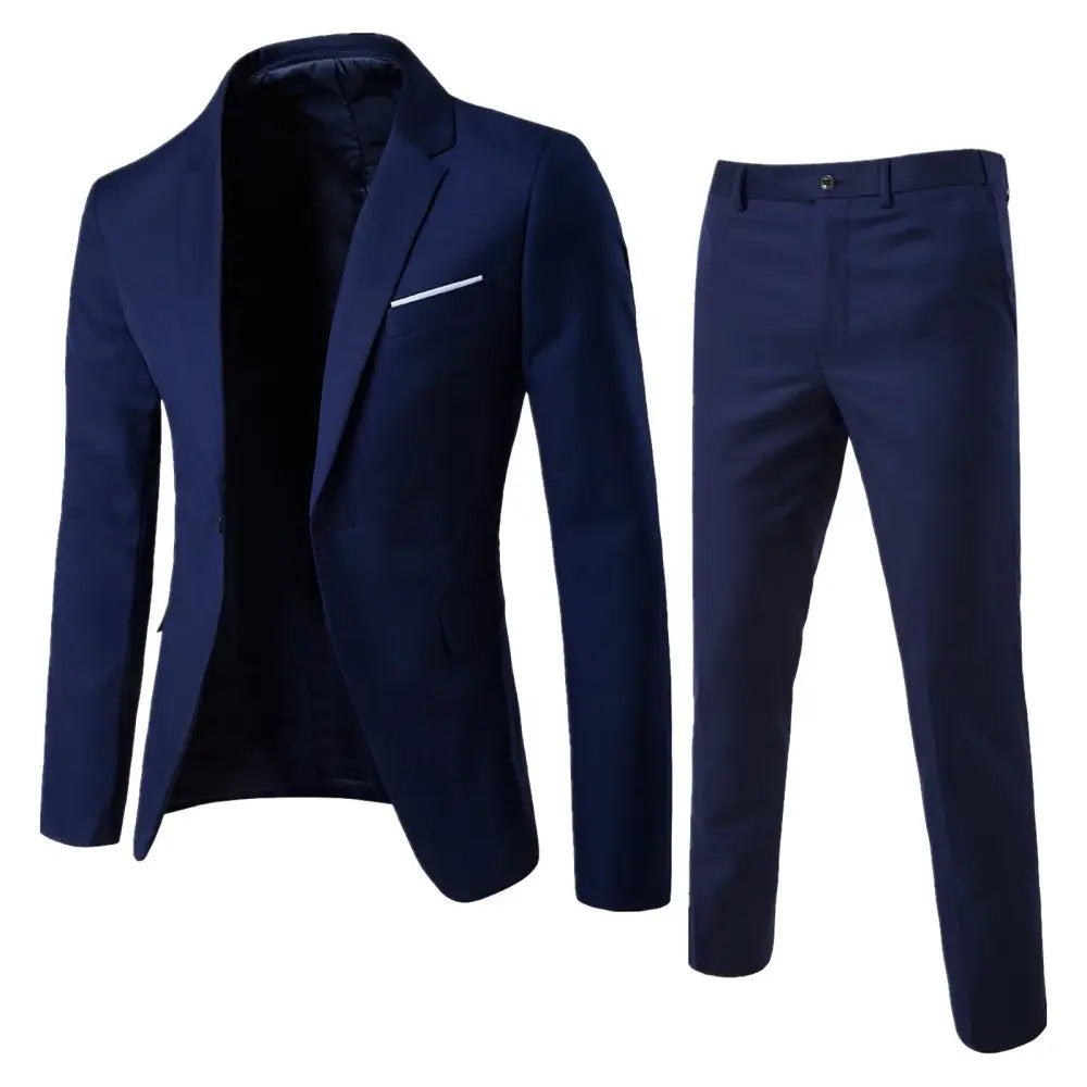 R&z - Suit Set Business Formal Two-piece Set Slim Fit Small Suit Jacket Western Pants Wedding Dress Groomsman Suit