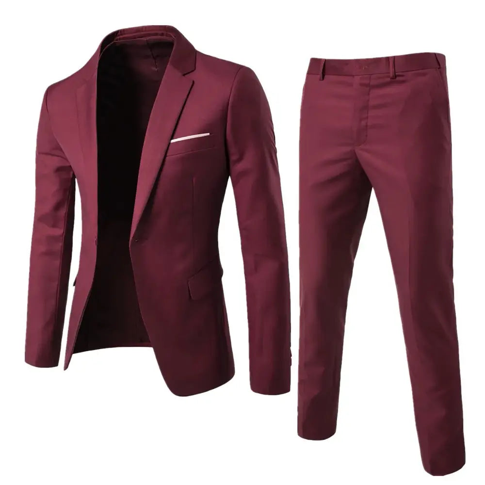R&z - Suit Set Business Formal Two-piece Set Slim Fit Small Suit Jacket Western Pants Wedding Dress Groomsman Suit