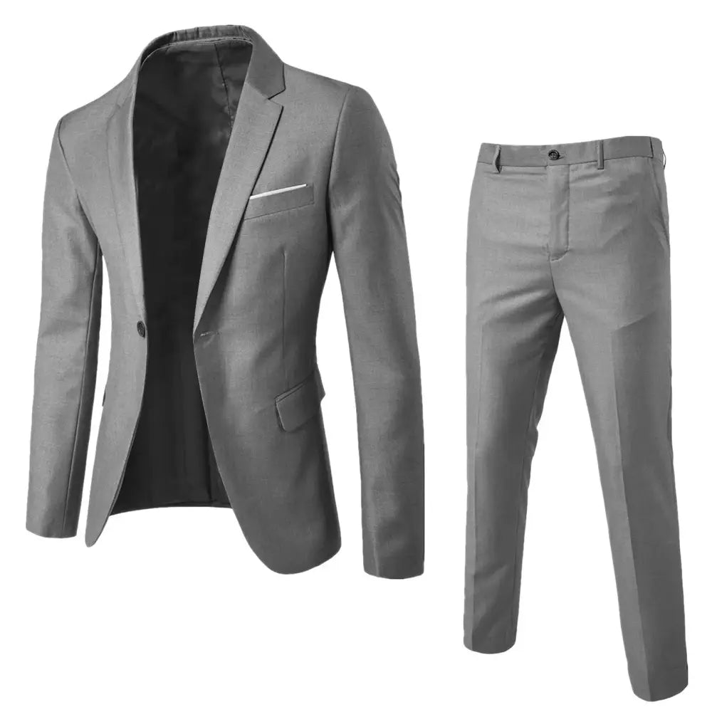 R&z - Suit Set Business Formal Two-piece Set Slim Fit Small Suit Jacket Western Pants Wedding Dress Groomsman Suit
