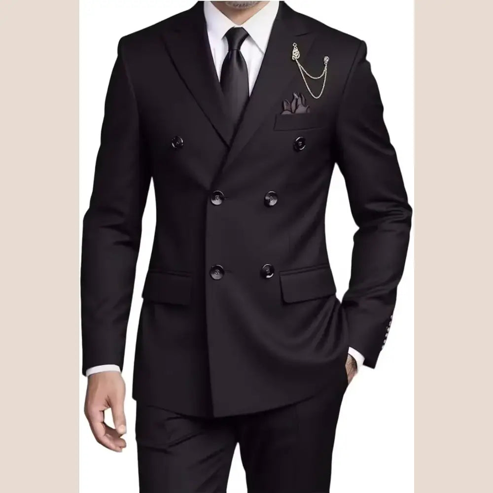 R&z - Suit Set,Business Formal Suit with Pants Classic 6-Button Design - Executive Business Wear