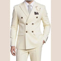 R&z - Suit Set,Business Formal Suit with Pants Classic 6-Button Design - Creamy White / XXXL - Executive Business Wear
