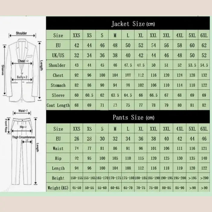 R&z - Suit Set,Business Formal Suit with Pants Classic 6-Button Design - Executive Business Wear