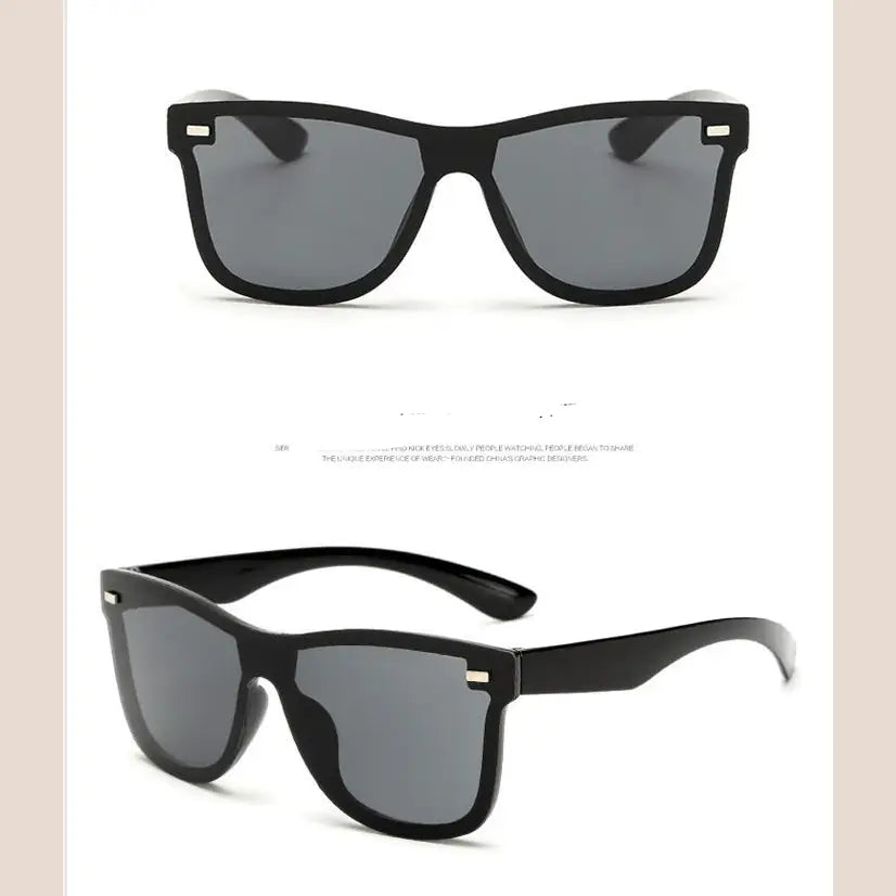 R&z - Sunglasses with Integrated Reflective Mirror’ - Black