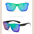 R&z - Sunglasses with Integrated Reflective Mirror’ - Green