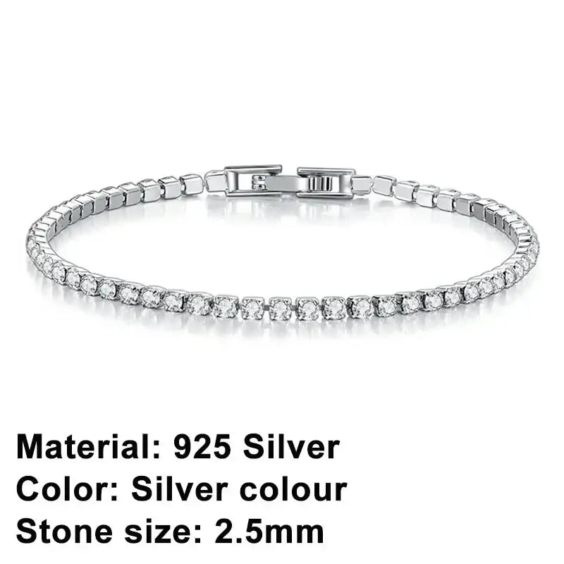 R&Z - tennis bracelet luxurious charm ladies’ jewelry, - 2.5mm Silver Color B / 18cm
