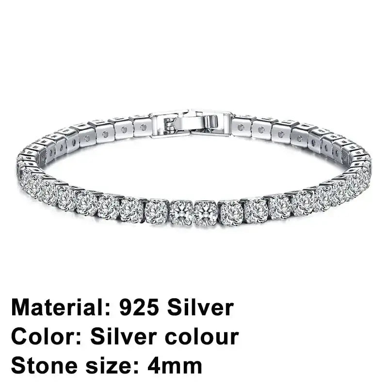 R&Z - tennis bracelet luxurious charm ladies’ jewelry, - 4mm Silver Color Bra / 17cm