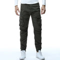 R&Z - Tethered Elastic Waist Casual Cargo Pants - Army Green / 29