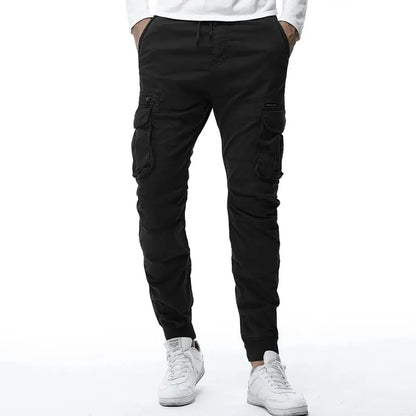 R&amp;Z - Tethered Elastic Waist Casual Cargo Pants - Black / 30