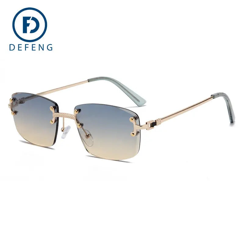 R&Z Trand - Rimless Gradient Sunglasses C1745 - C3 Gold Frame blue on top and yellow on bottom