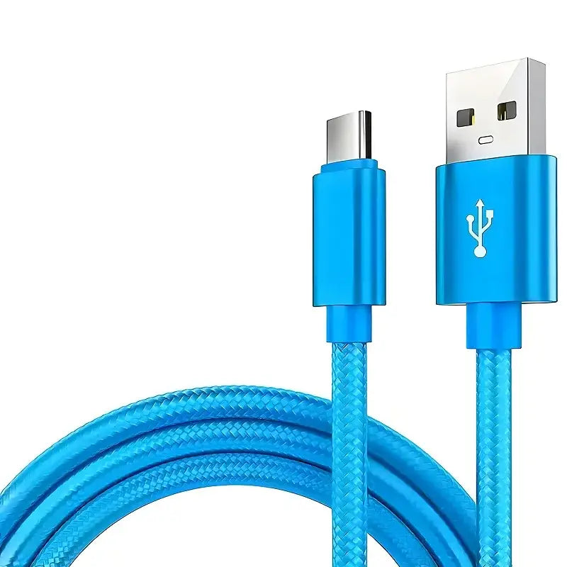 R&z - Type C Nylon Braided Data Cable Charger For Huawei Samsung Android - Blue / 1m