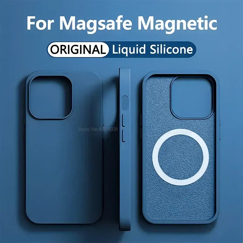 R&z - Wireless Charging Cases For iPhone 15 11 14 13 12 Pro Max Plus Liquid Silicone Magnetic Soft Cover Phone