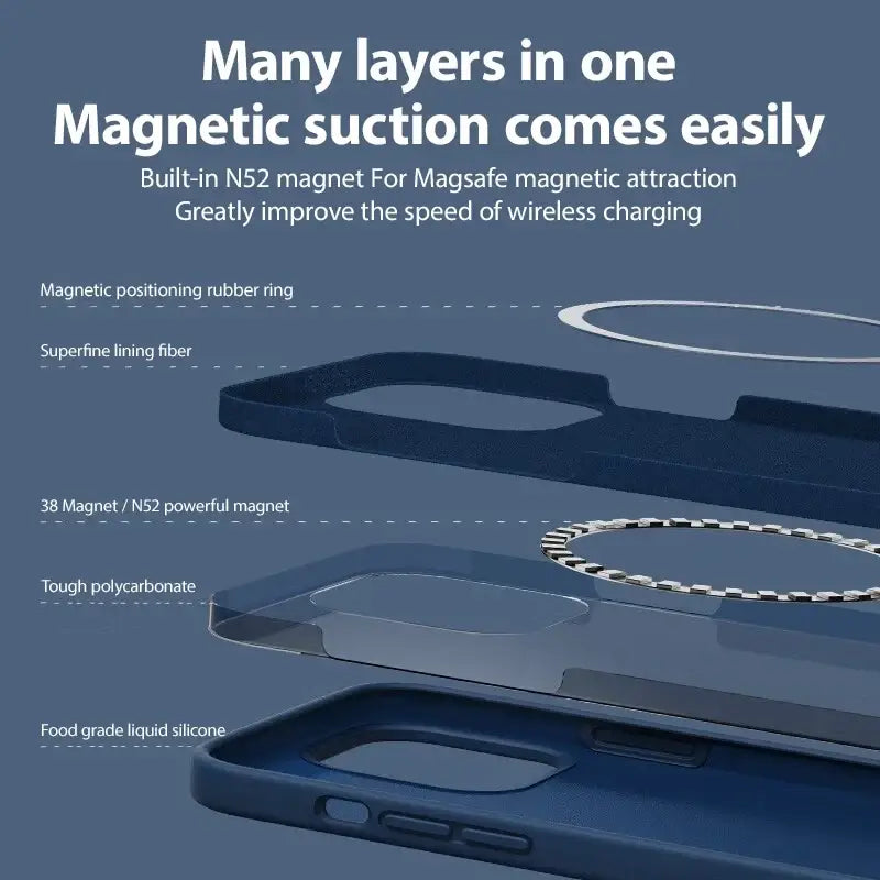 R&z - Wireless Charging Cases For iPhone 15 11 14 13 12 Pro Max Plus Liquid Silicone Magnetic Soft Cover Phone
