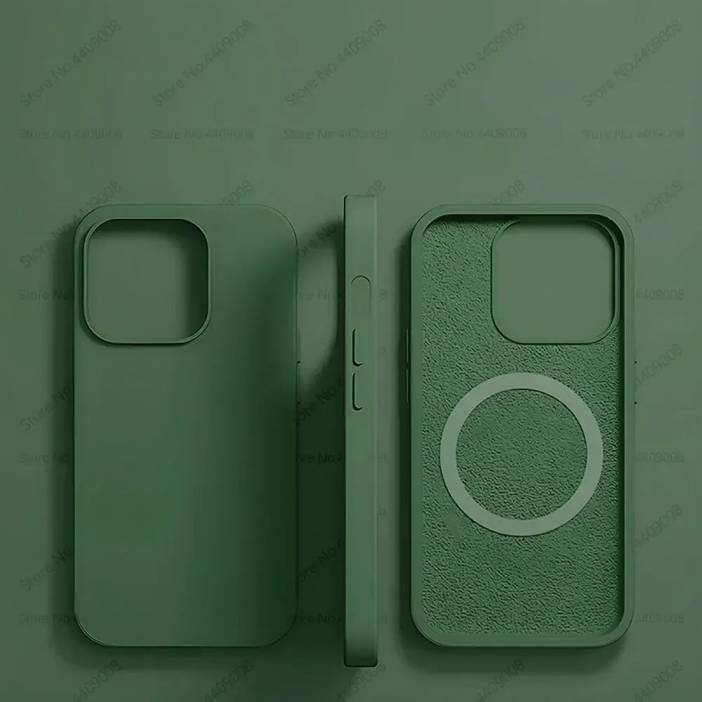 R&z - Wireless Charging Cases For iPhone 15 11 14 13 12 Pro Max Plus Liquid Silicone Magnetic Soft Cover Phone