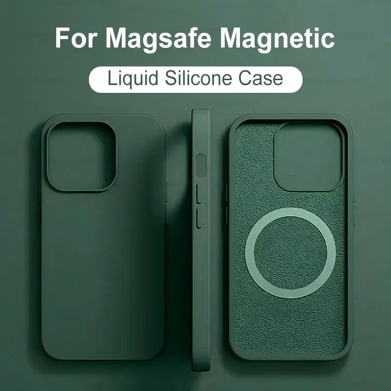R&z - Wireless Charging Cases For iPhone 15 11 14 13 12 Pro Max Plus Liquid Silicone Magnetic Soft Cover Phone