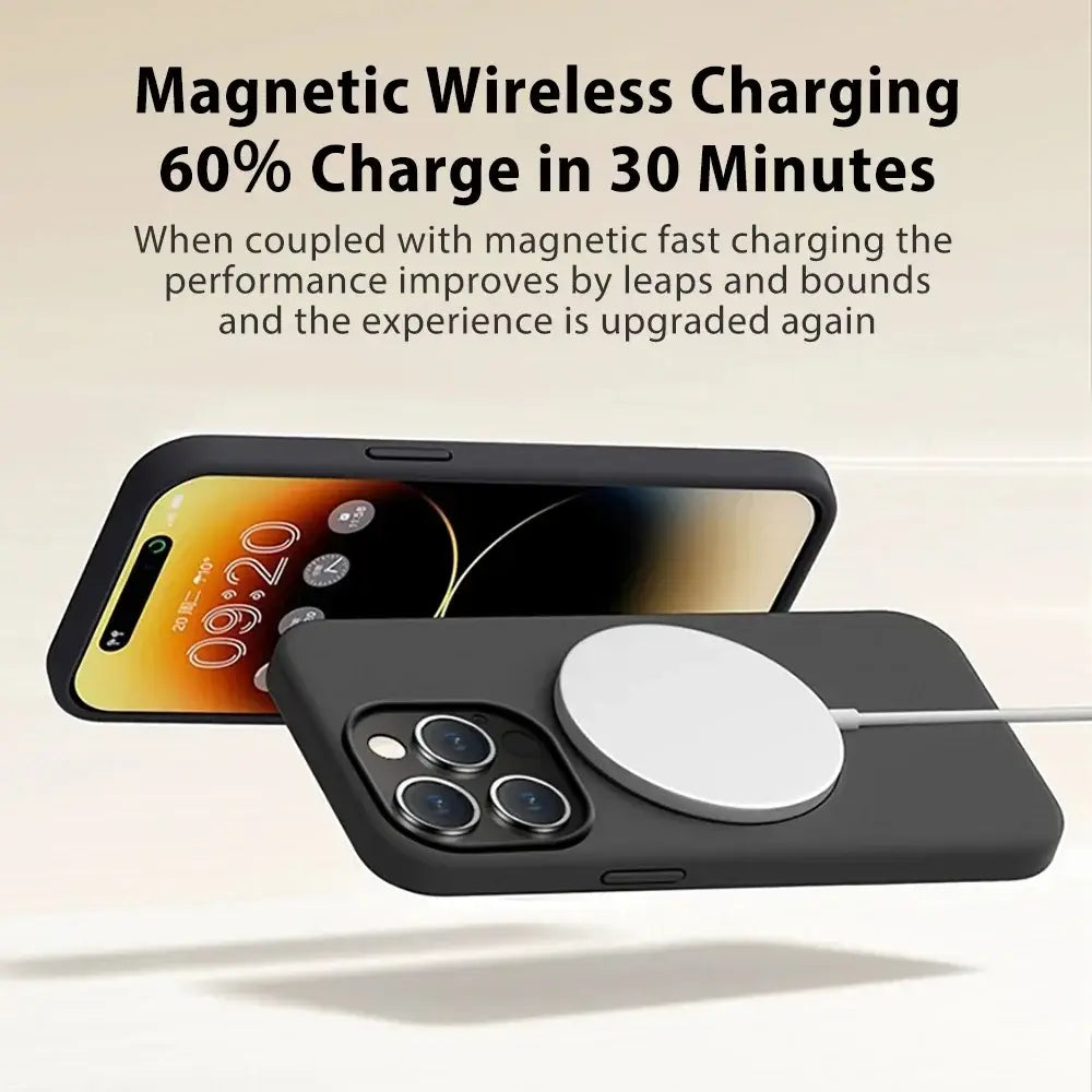R&z - Wireless Charging Cases For iPhone 15 11 14 13 12 Pro Max Plus Liquid Silicone Magnetic Soft Cover Phone