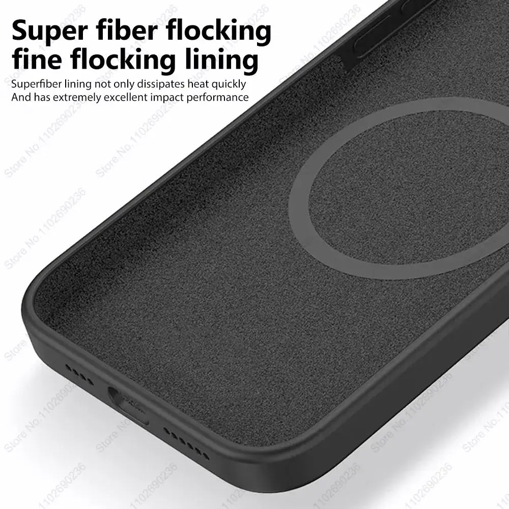 R&z - Wireless Charging Cases For iPhone 15 11 14 13 12 Pro Max Plus Liquid Silicone Magnetic Soft Cover Phone